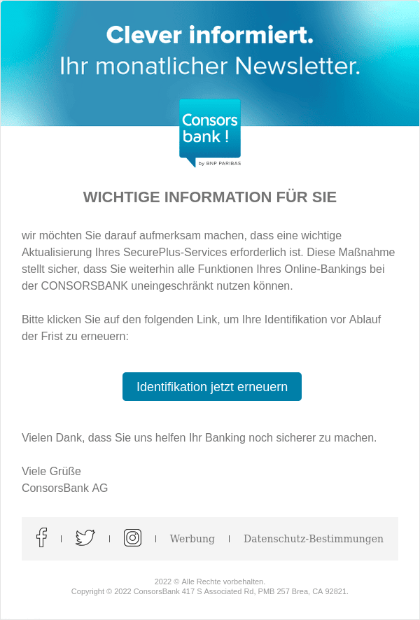 Beispiel Phishing-Mail